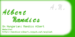 albert mandics business card